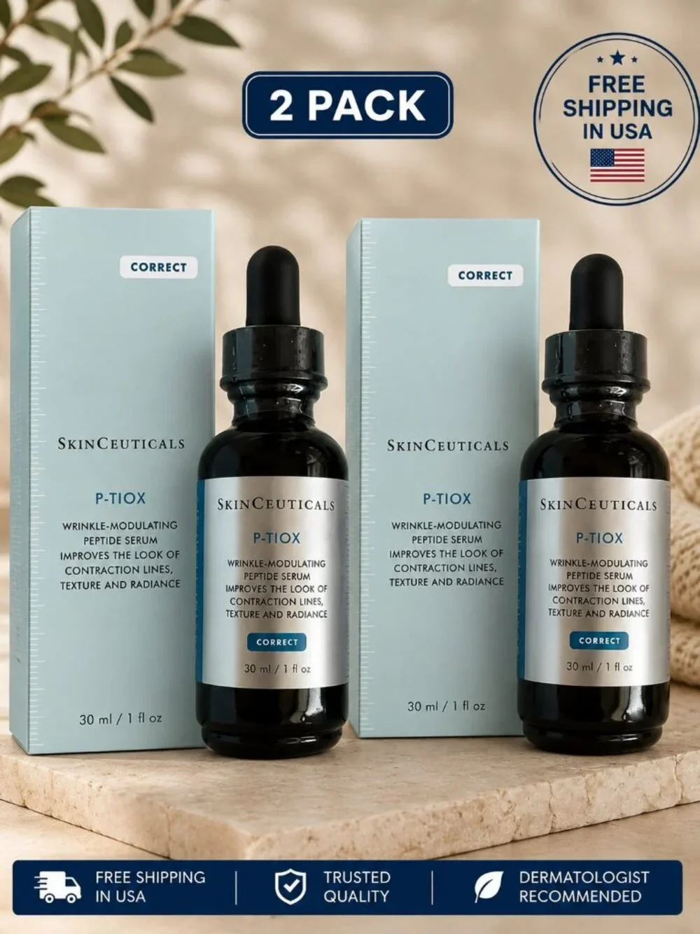 SkinCeuticals P-TIOX Wrinkle-Modulating Peptide Serum 2-Pack 30ml NEW